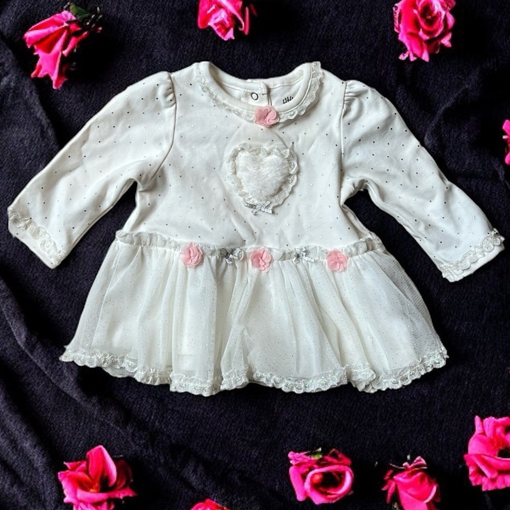 Little Me Sparkly Lace Polka Dot Dress - 9 Months